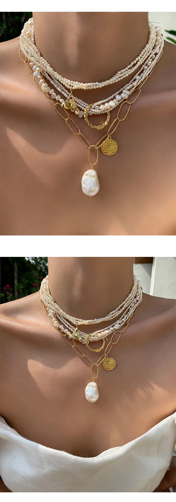 Natural Pearl Layered Necklace