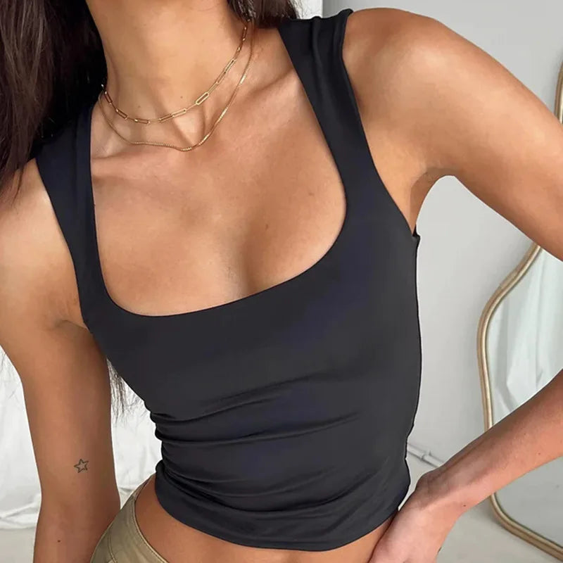 Sleeveless Collar Crop Top