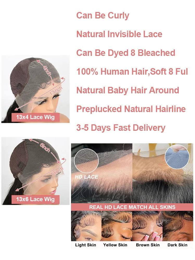 HD 13x6 Bone Straight Lace Front Human Hair Wig