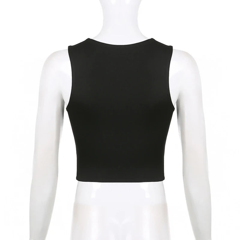 Sleeveless Collar Crop Top