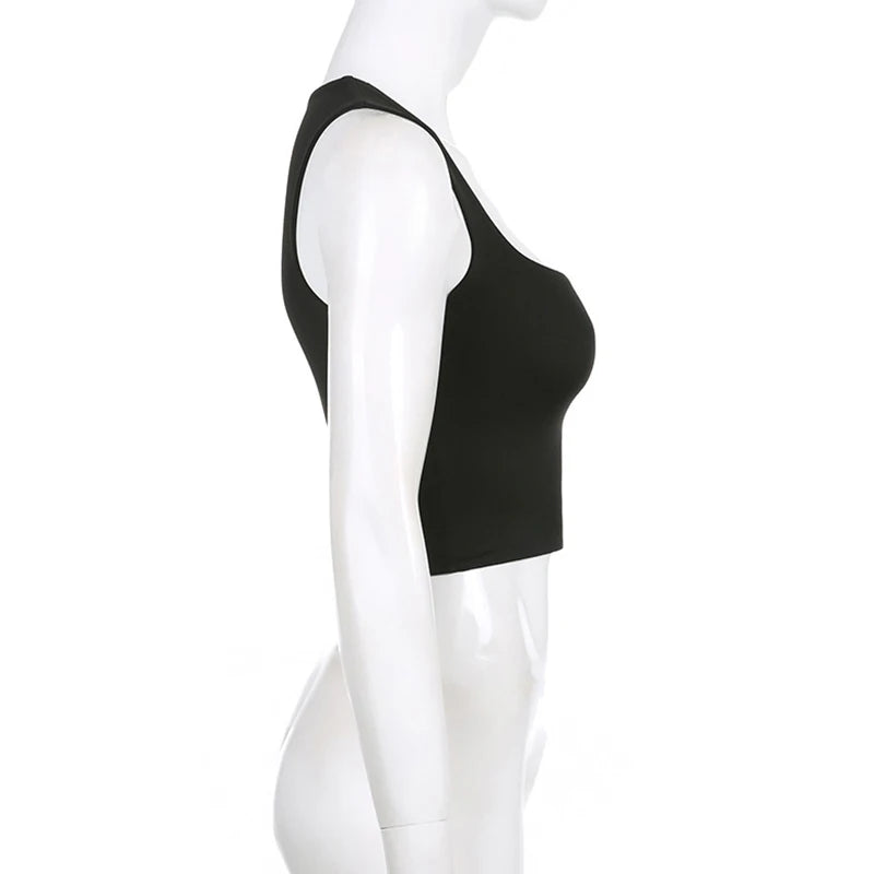 Sleeveless Collar Crop Top