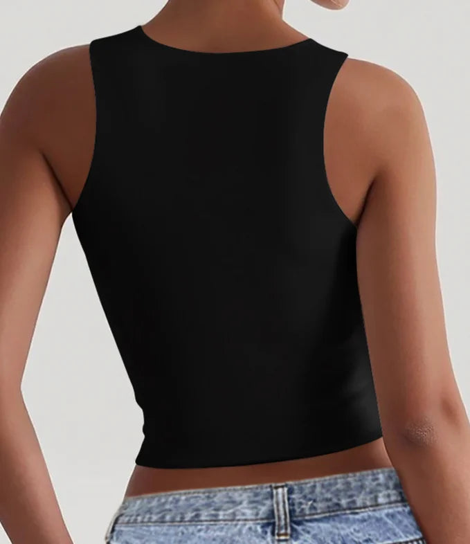 Solid Color Low Cut Square Neck Sleeveless Vest Top