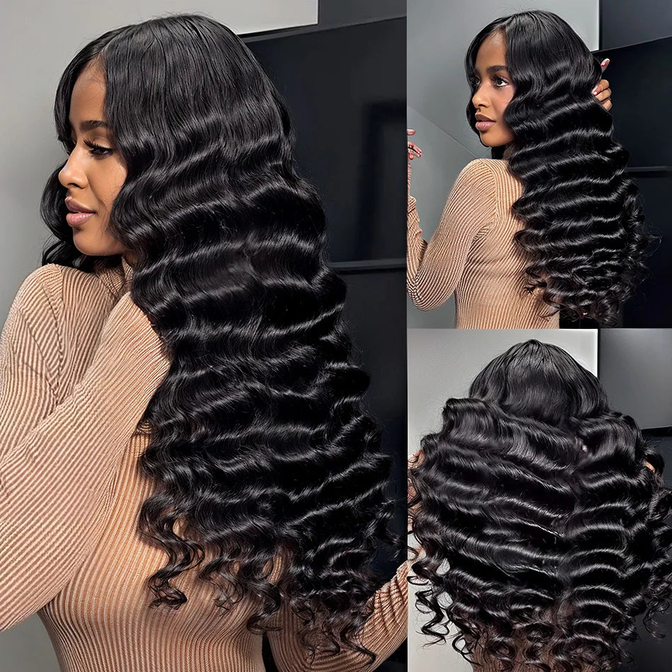 100% Human Hair HD Transparent Loose Deep Wave