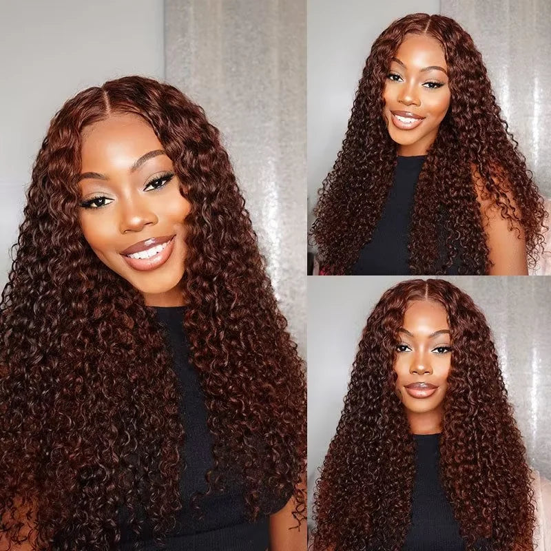 Deep Curly Wigs Human Hair Chocolate Brown