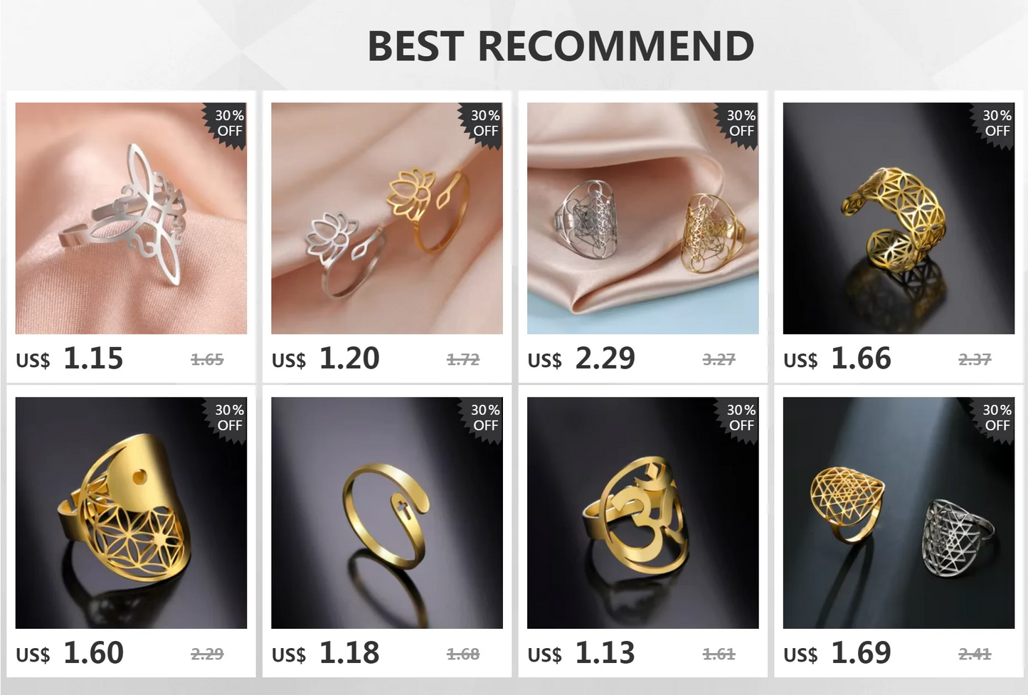 COOLTIME Elegant Flower Rings
