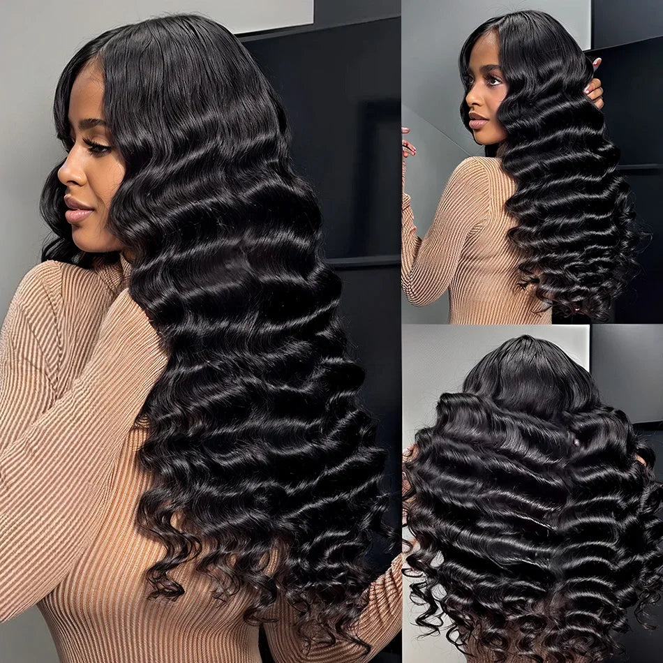 100% Human Hair HD Transparent Loose Deep Wave