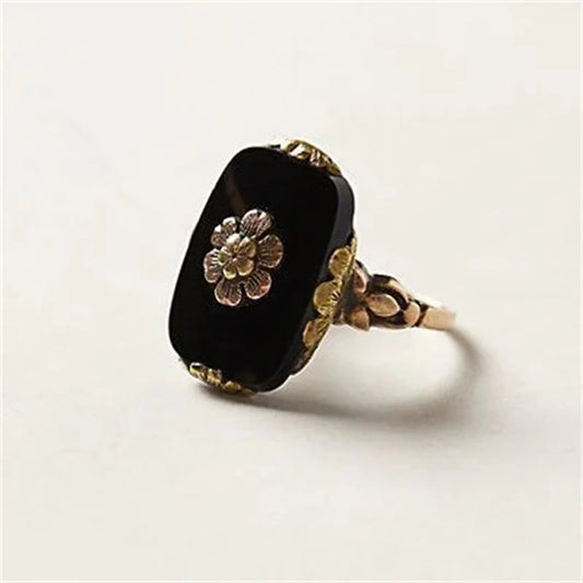 Black Flower Rings