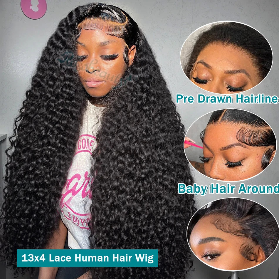 Water Wave Curly Lace Frontal Wigs