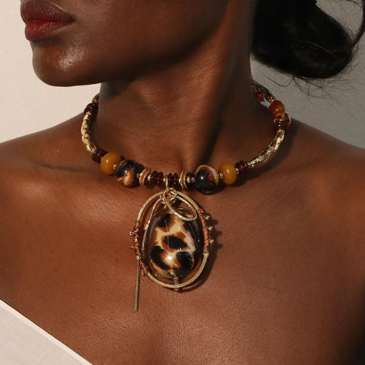 Retro Beads Collar Necklace