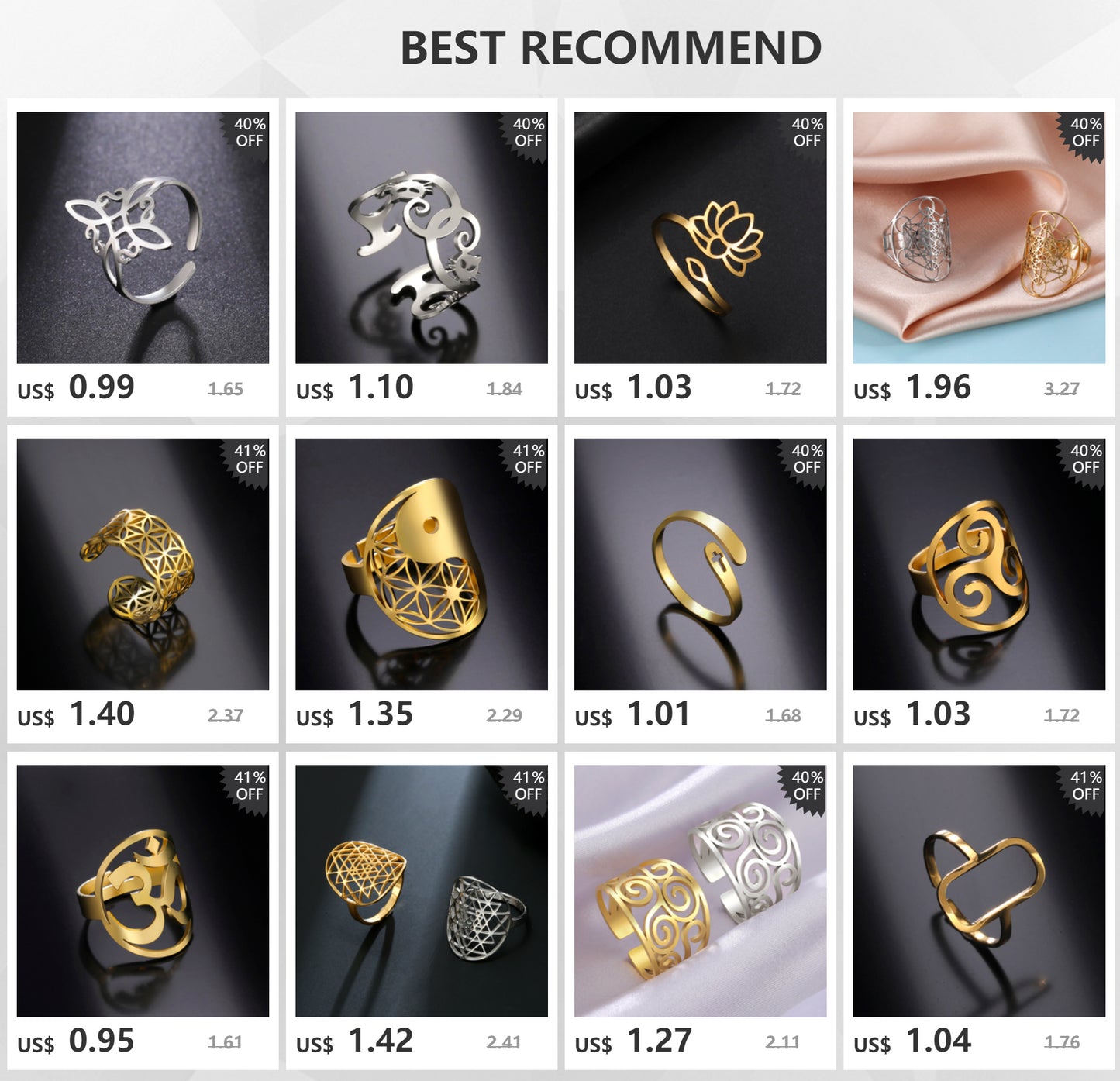 COOLTIME Elegant Flower Rings